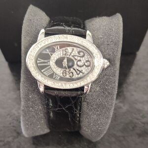 Victoria Wieck Black and Silver Luxury Watch with Roman Numerals